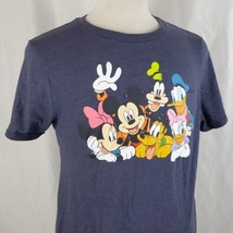 Disney Characters T-Shirt Adult Large Blue Cotton Blend Mickey Goofy Don... - $12.99