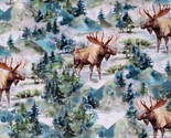 Cotton Moose Animals Forest Woods Pine Multicolor Fabric Print by Yard D... - $15.95