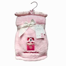 Soft Baby Receiving Blanket Pink Warm Cozy Soft Touch 30x40 Embroidered Puppy - £14.89 GBP