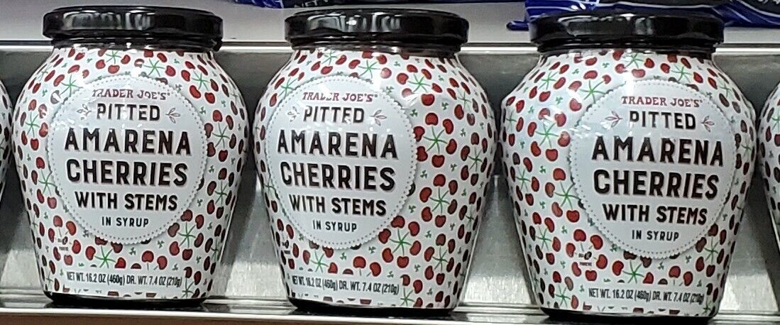 5 PACKS TRADER JOE'S PITTED AMARENA CHERRIES IN SYRUP 16.2 OZ EACH  - $86.96