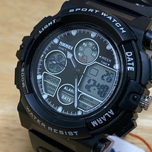Unused Skmei Mens 50m Black Analog Digital Quartz Alarm Chrono Watch~New Battery - £12.22 GBP