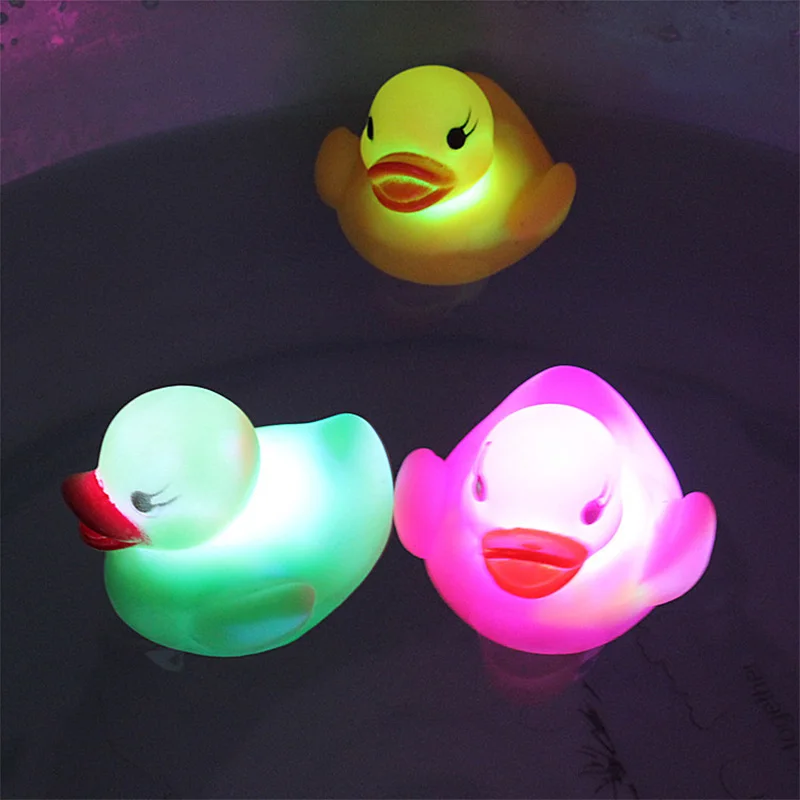 Baby Bath Toys LED Flashing Rubber Duck Cute Bathing Swimming Water Toys Float - £16.80 GBP+