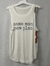 Women&#39;s &quot;Same Man New Plan&quot; Sleeveless Graphic Tank Top T-Shirt White Size S - £2.33 GBP