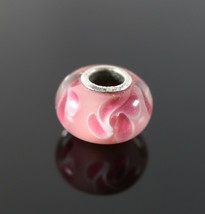 Vintage .925 Sterling Silver IBB CN Glass Pink 1/2&quot; Charm Bead 2.7g - £10.78 GBP