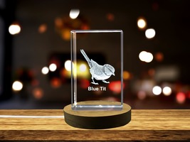 LED Base included | Blue Tit 3D Engraved Crystal 3D Engraved Crystal Keepsake - £31.23 GBP+