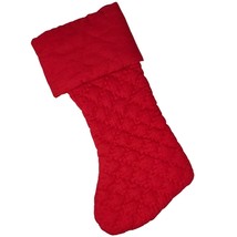 Heartstrings Red Quilted Christmas Stocking 18 Inch Lined Fold Over Cuff - $19.75