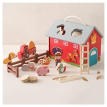 Montessori Toys, Wooden Toys Farm Animals Figures Toys, Red Barn Toys Little Peo - £36.75 GBP