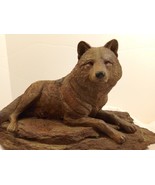 Vintage Hand Carved Wolf Figurine/ Statue &quot;Sentry&quot; By: Tim Wolfe Signed ... - £38.79 GBP