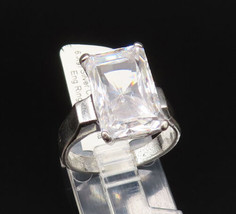 925 Silver - Vintage Minimalist Rectangle Cubic Zirconia Ring Sz 7.5 - R... - £28.42 GBP