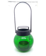 Green Federal Glass Votive Candle Holder Metal Carry Handle 9&quot; Tall X 4&quot;... - £11.76 GBP