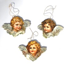lot of 3 B. Shackman Angel Christmas Ornaments vintage 1984 cardboard gold cords - £7.81 GBP