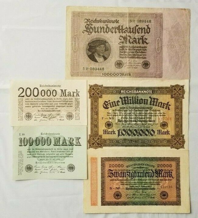 Primary image for GERMANY SET OF 5 BANKNOTES FROM 1923 CIRCULATED CONDITION FULL RARE SET
