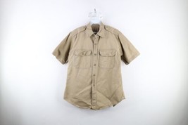 Vtg 50s Mens 15.5 34 Korean War 8.2 oz Khaki Shade No 1 Twill Uniform Shirt USA - £47.44 GBP