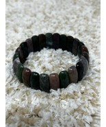Natural Indian Pool Agate Oval Bangle Stretch Bracelet - $342.10 MXN