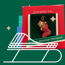 1989 Hallmark Keepsake Teddy Bear Stocking Pal Miniature Ornament QXM567-2 - $2.78