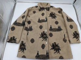 Vintage Denali Fleece Blanket Coat Native Teepee Horse Print Women&#39;s Siz... - £46.73 GBP