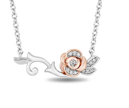 Enchanted Disney Sterling Silver Diamonds Belle Pendant With 18&quot; Chain Free - £70.29 GBP