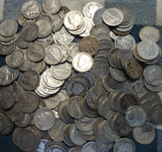 Roll of 50 90% Silver Dimes Bent Damaged Holed Mercury &amp; Roosevelt $5 Fa... - $130.00