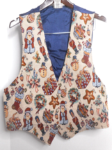 Backroad Blues Vintage Christmas Santa Tapestry Cotton Blend Vest Size 3... - £15.97 GBP