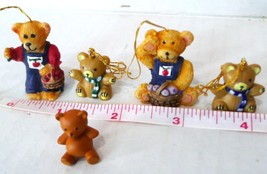 Teddy Bear Ornament Lot of 5 Vintage Miniatures Brown cubs and Big Bears - £6.96 GBP