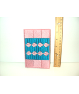 Needlepoint Handmade Memo Book Cover Pink and Blue 5 3/8&quot; x 3 1/2&quot; Vinta... - £10.80 GBP