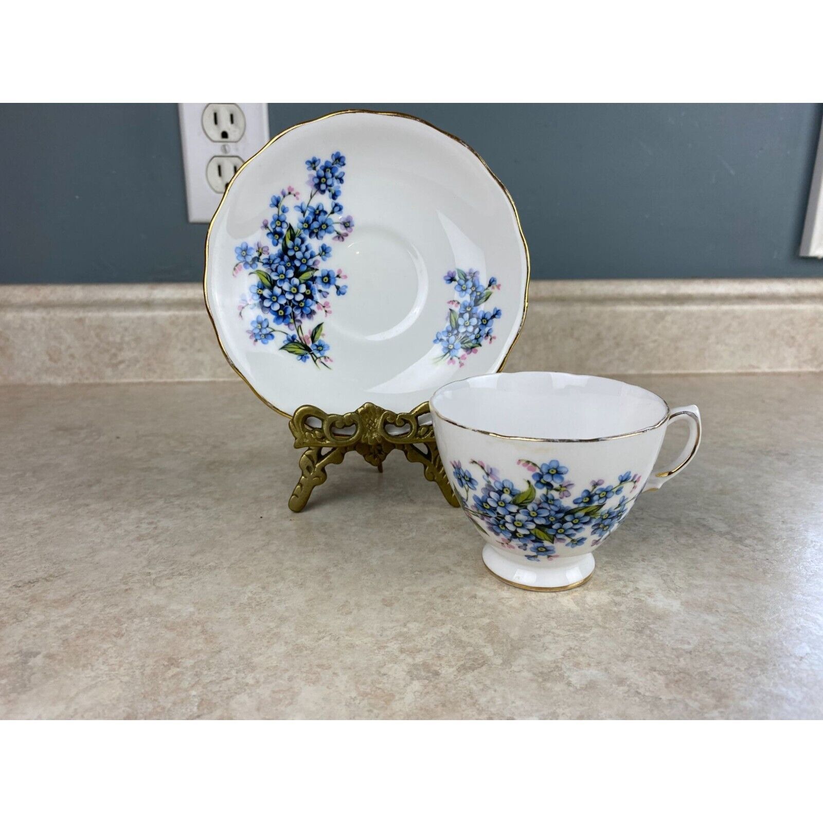 Primary image for Vale Bone China Forget Me Not Floral Tea Cup And Saucer Set