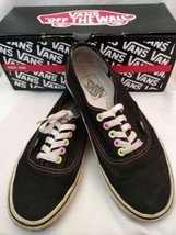Vans Black Canvas Neon Lace up Sneakers M 6.5, W 8. With orig. Box - £16.38 GBP