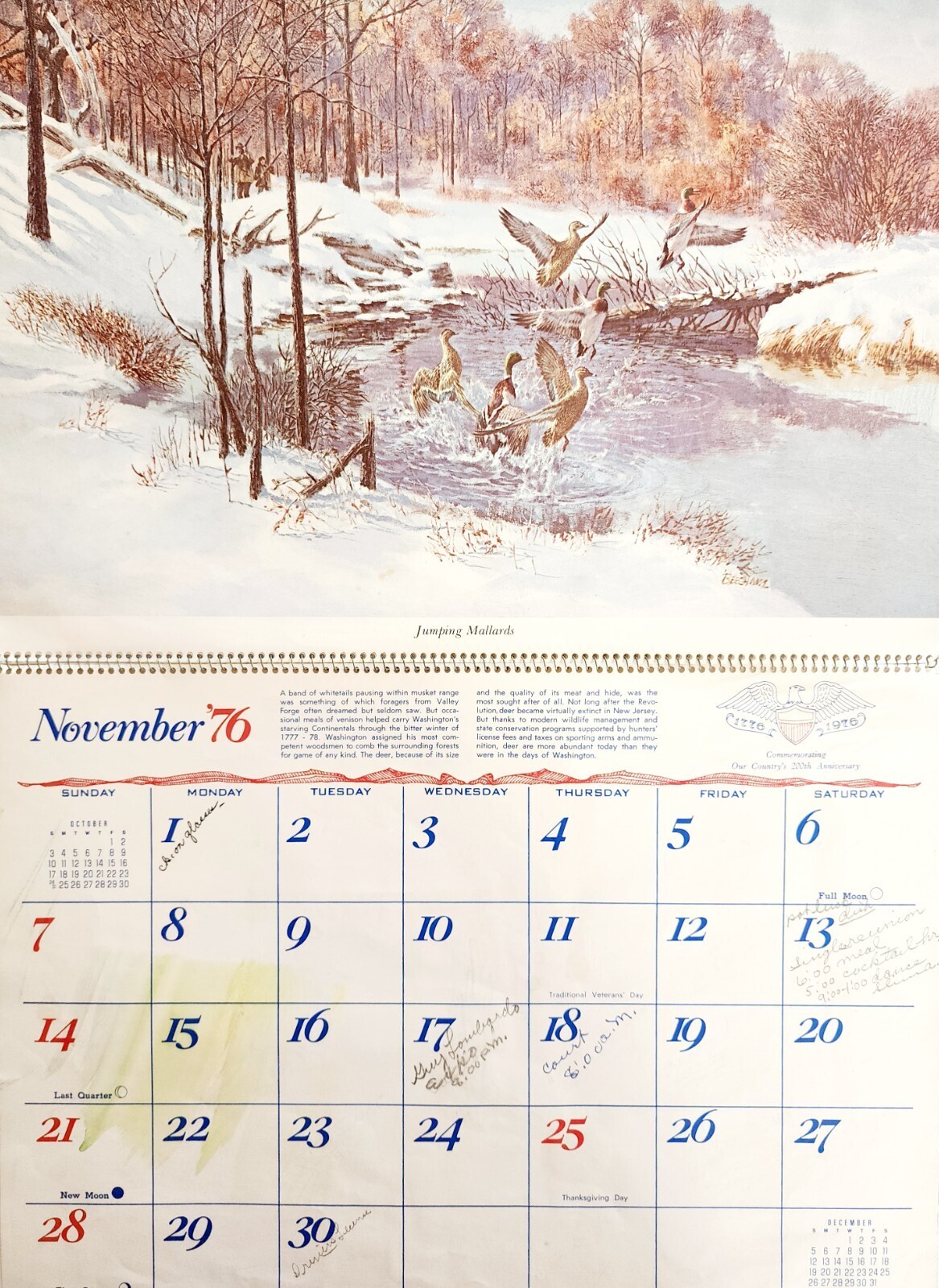 1976 Cronk's Outdoor Supplies Remington Calendar Wiscasset Maine Hunting DWWW1 Item image 3