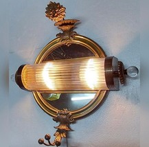 Mid Century Design Art Deco Brass &amp; Mirror Glass Rod Wall Sconces Metro ... - £842.41 GBP