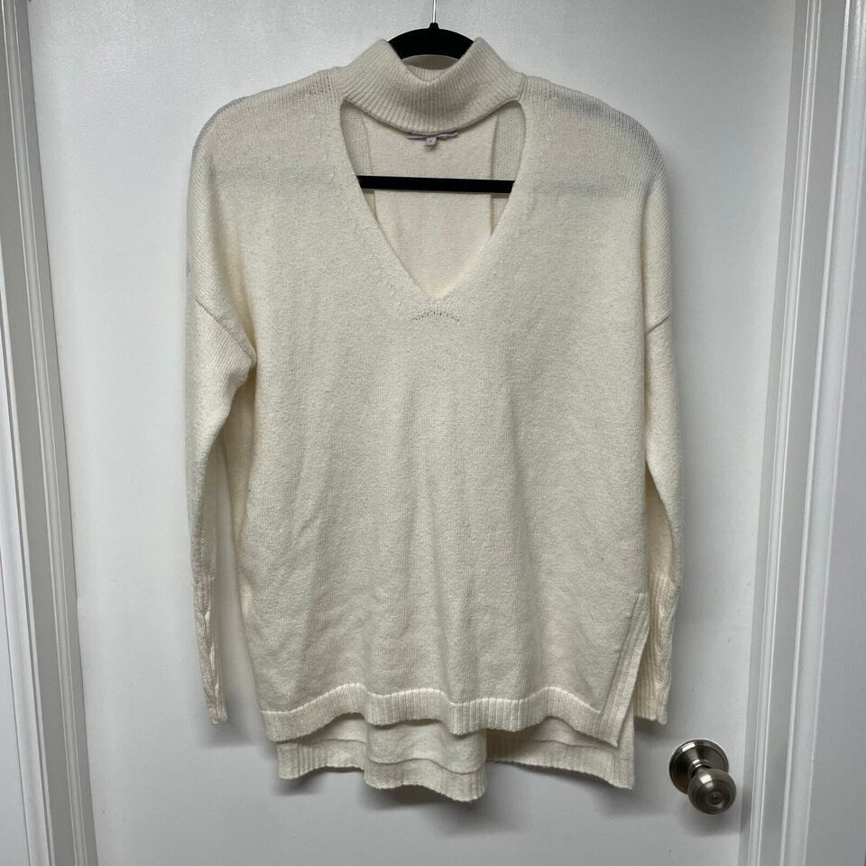 Primary image for 1. State Mock Neck Keyhole Cutout Knit Tunic Sweater Off White Size Small