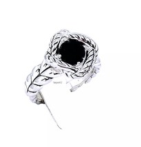 John Hardy JAI Black Spinel 1.40ct Basketweave Sterling Silver Ring - 7 NIB - £138.46 GBP