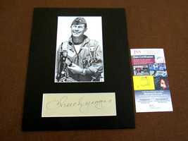 Chuck Yeager Speed Of Sound Ace Pilot Signed Auto Matted Cut &amp; Color Photo Jsa - £234.90 GBP