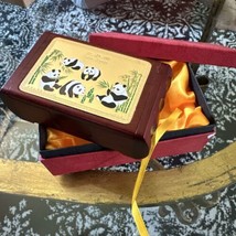 Rose Wood 24k Gold Plated Enamel Giant Panda Chinese Box 4.5&quot; - $153.33