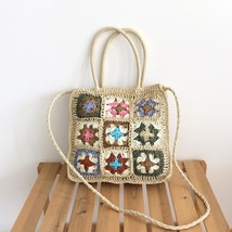 G designer multicolor flowers splicing braided crochet shoulder bag summer beach floral thumb200