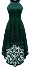DRESSYSTAR Emerald Green Halter Lace Floral Cocktail Party Hi-Lo Dress (... - $69.95