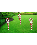 12pc 27&quot; Christmas Holiday Lawn Stake Santa Candy Cane Wood Garden Decor... - $703.34 MXN