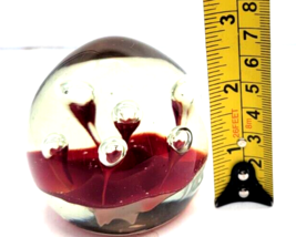 Art Glass Paperweight Red Base with Controlled Bubbles - £15.79 GBP