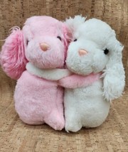 Vintage DAKIN Hugging Kissing Pink White Dogs Plush Toy Stuffed Animals HTF - £53.65 GBP
