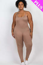 Plus Size Taupe Grey Spaghetti Strap  Solid Bodycon Cami Jumpsuit - £9.59 GBP