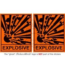 EXPLOSIVE EXPLOSIV Safety Warning Sign, Explosion Danger 75mm Aufkleber x2 - $4.58