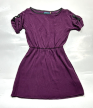 Alice &amp; Olivia Purple Silk Leather Trim Dress Size XS Blouson Lamb - £34.71 GBP