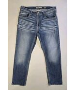 BKE Ryan Straight Leg Jeans Mens 36R Blue Denim Actual 35x30 Whiskered S... - $28.06