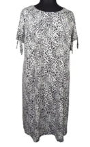 MSK Women&#39;s White Black Leopard Print Short Sleeve Shift Dress Plus 2X - £19.57 GBP