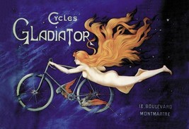 Cycles Gladiator 1895 Nude Art Nouveau by Unknown Stretched Canvas Museum Wrap - £201.16 GBP