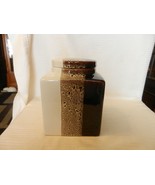 Tri-Color Brown &amp; White Ceramic Canister With Hermetic Seal from Pier On... - $35.63