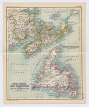 1912 Antique Map Of Newfoundland New Brunswick Nova Scotia / Verso Quebec City - £23.71 GBP