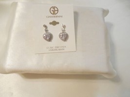 Giani Bernini 1&quot; Sterling Silver Cubic Zirconia Heart Drop Earrings R309 $120 - £36.08 GBP