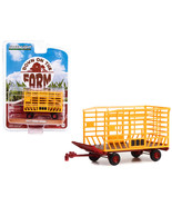 Bale Throw Wagon Yellow &amp; Red Down on the Farm Series 7 1/64 Diecast Model - £14.81 GBP