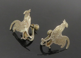 925 Sterling Silver - Vintage Petite Rooster Motif Non Pierce Earrings -... - $495.51 MXN