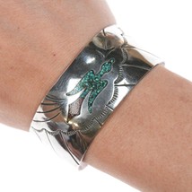 6 5/8&quot; vintage Navajo sterling chip inlay bracelet - £144.71 GBP